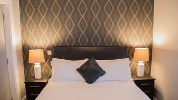 Individually decorated, individually furnished, desk, iron/ironing board