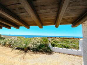 Enjoy the serene ocean views from this outdoor space.