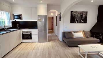 Una televisión, una chimenea