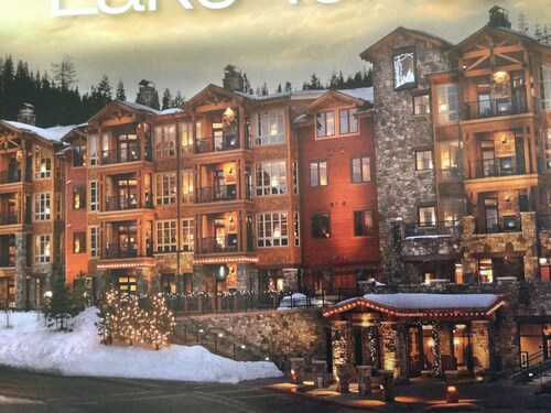 Surrounded by pine trees and mountains