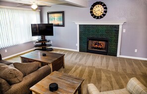 TV, fireplace, DVD player