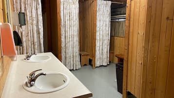 Shower, towels, toilet paper