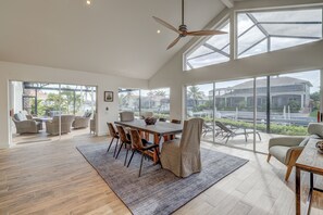 Enjoy meals in the dining area with a view of the surrounding neighborhood.