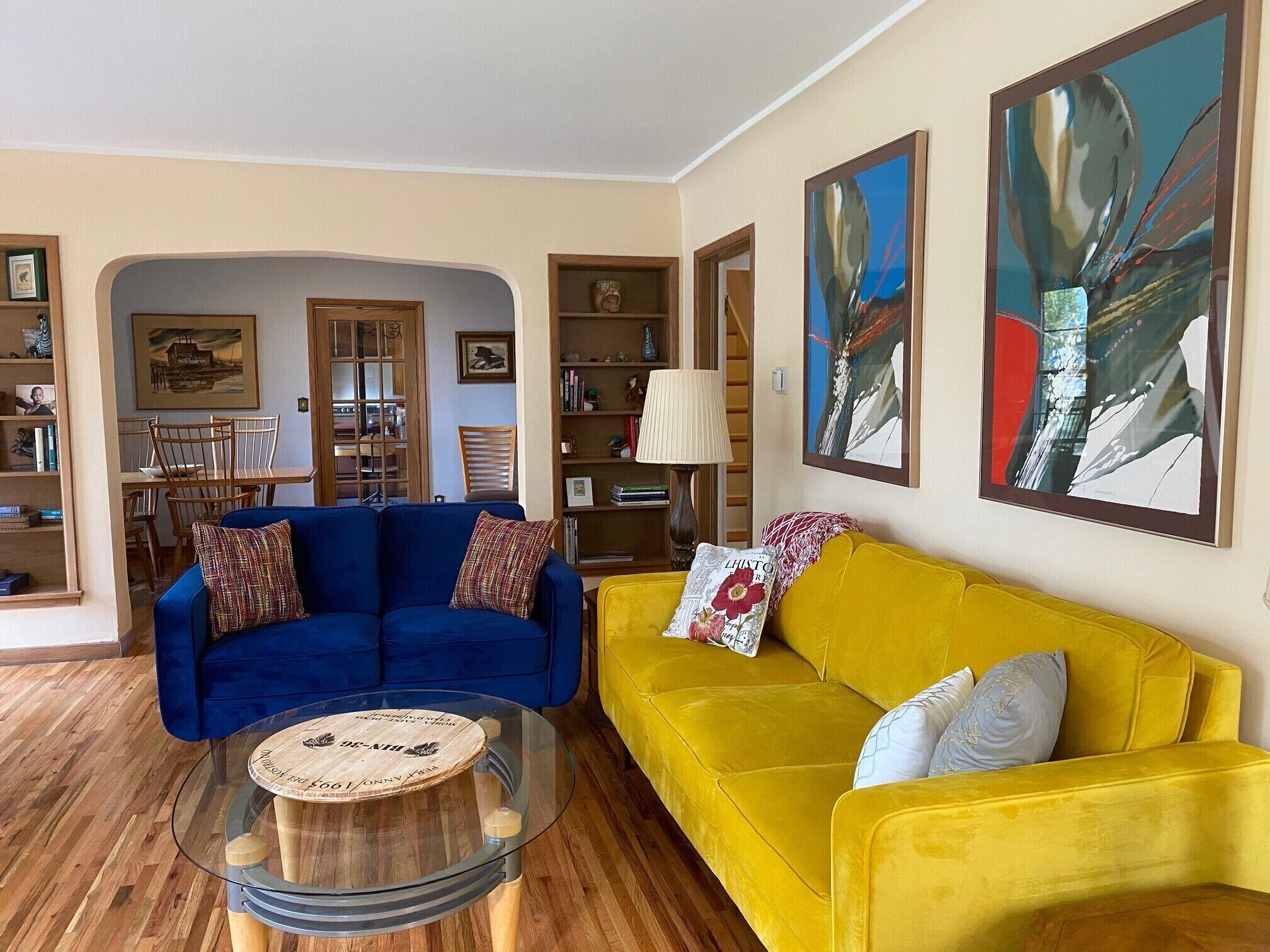 Smart TV, fireplace, DVD player, books