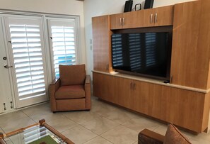 TV, DVD player, stereo