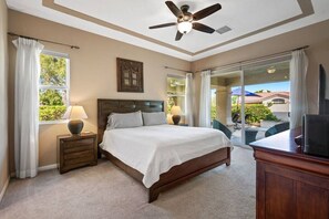 3 bedrooms, desk, iron/ironing board, travel cot