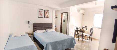 Blackout curtains, iron/ironing board, free WiFi, bed sheets