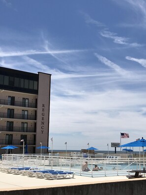 Outdoor pool, a heated pool - 2 bed, 2 bath condo on pool level with extended private deck (North Wildwood)