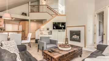 Télévision, cheminée, lecteur de DVD