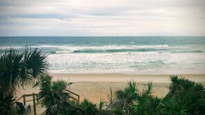 On the beach, sun loungers, beach towels