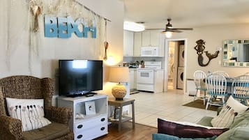 Smart TV, DVD player, books
