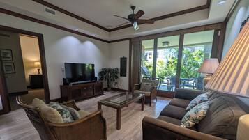 Smart TV, DVD player, books, stereo