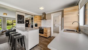 Fridge, microwave, oven, dishwasher