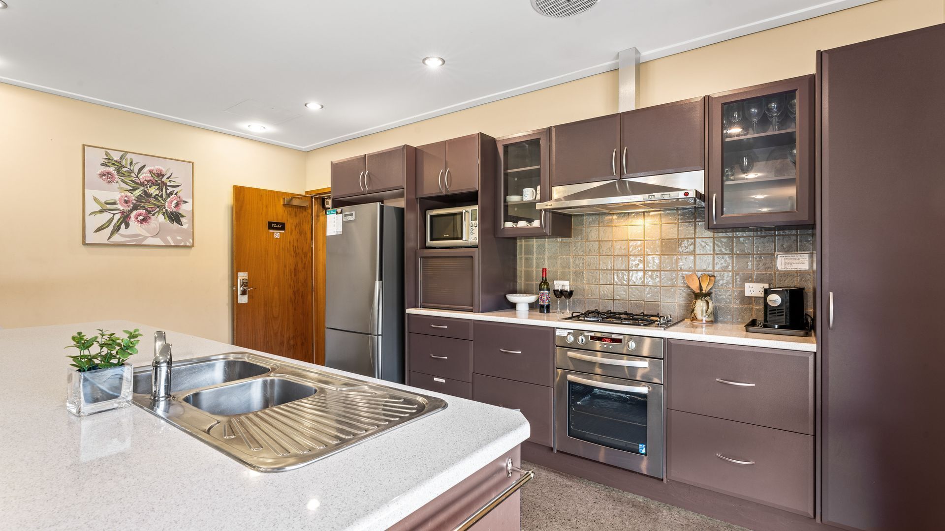 Fridge, microwave, oven, dishwasher