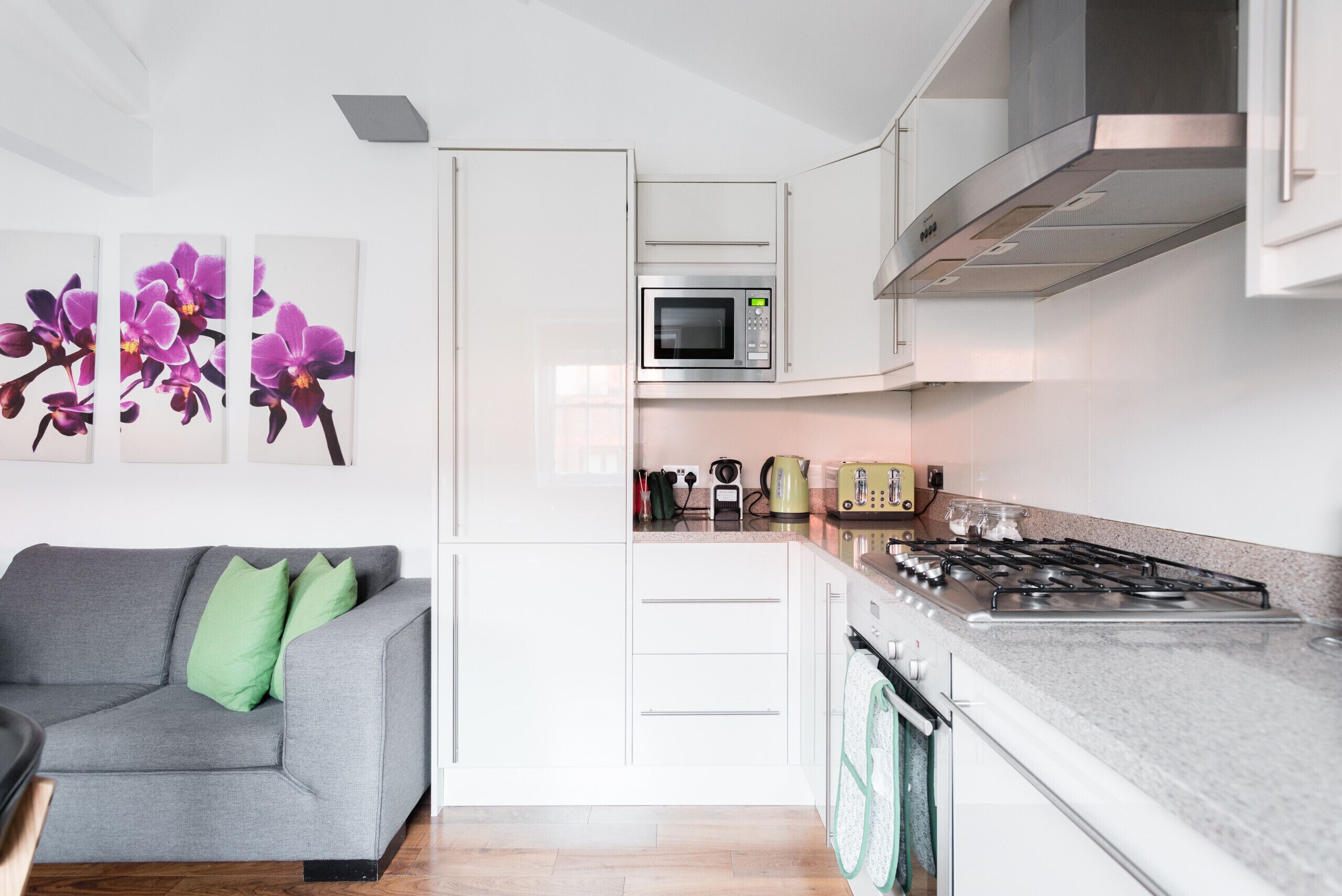 Fridge, microwave, oven, dishwasher