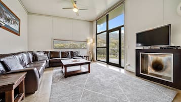Smart TV, fireplace, DVD player