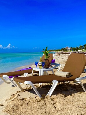Sun-loungers, beach towels