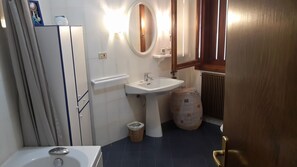 Shower, jetted bath, hair dryer, bidet
