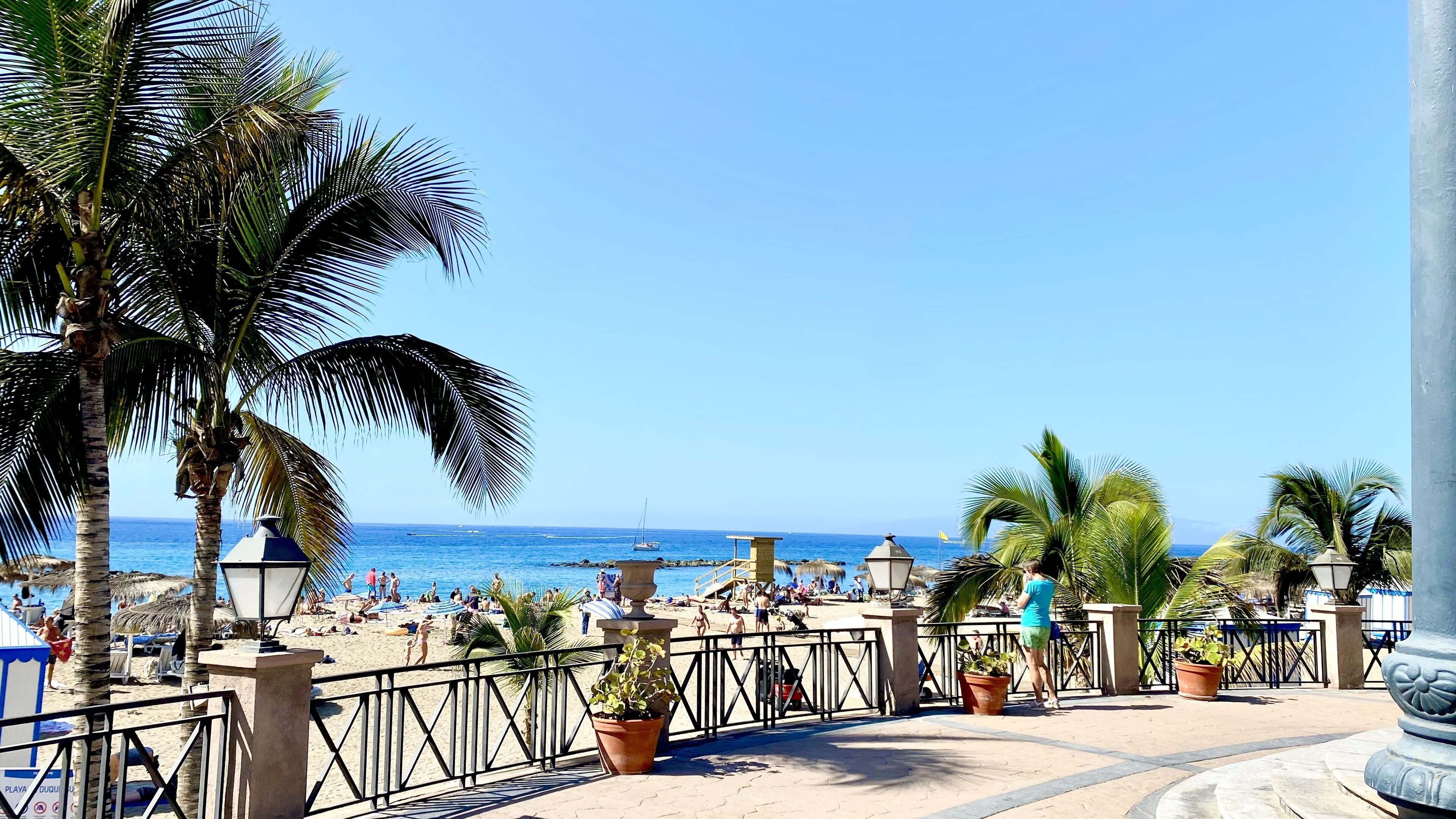 On the beach, sun loungers, beach towels