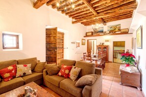 TV, fireplace, table tennis - Cosy Finca with Pool, Padel Court and Football Field - Can Gat Ibiza (SANT CARLES)