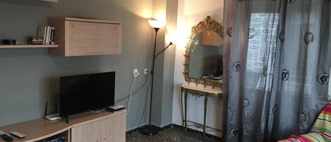 TV, DVD player, books