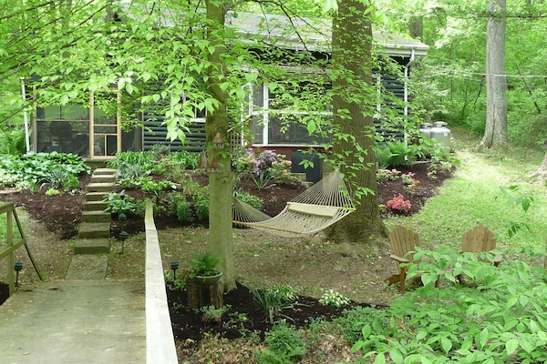 Wrightsville Cabin near Lancaster, PA. Enjoy the creek from one of the 2 porch.