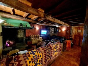 Fernseher, Kamin, DVD-Player, Bücher