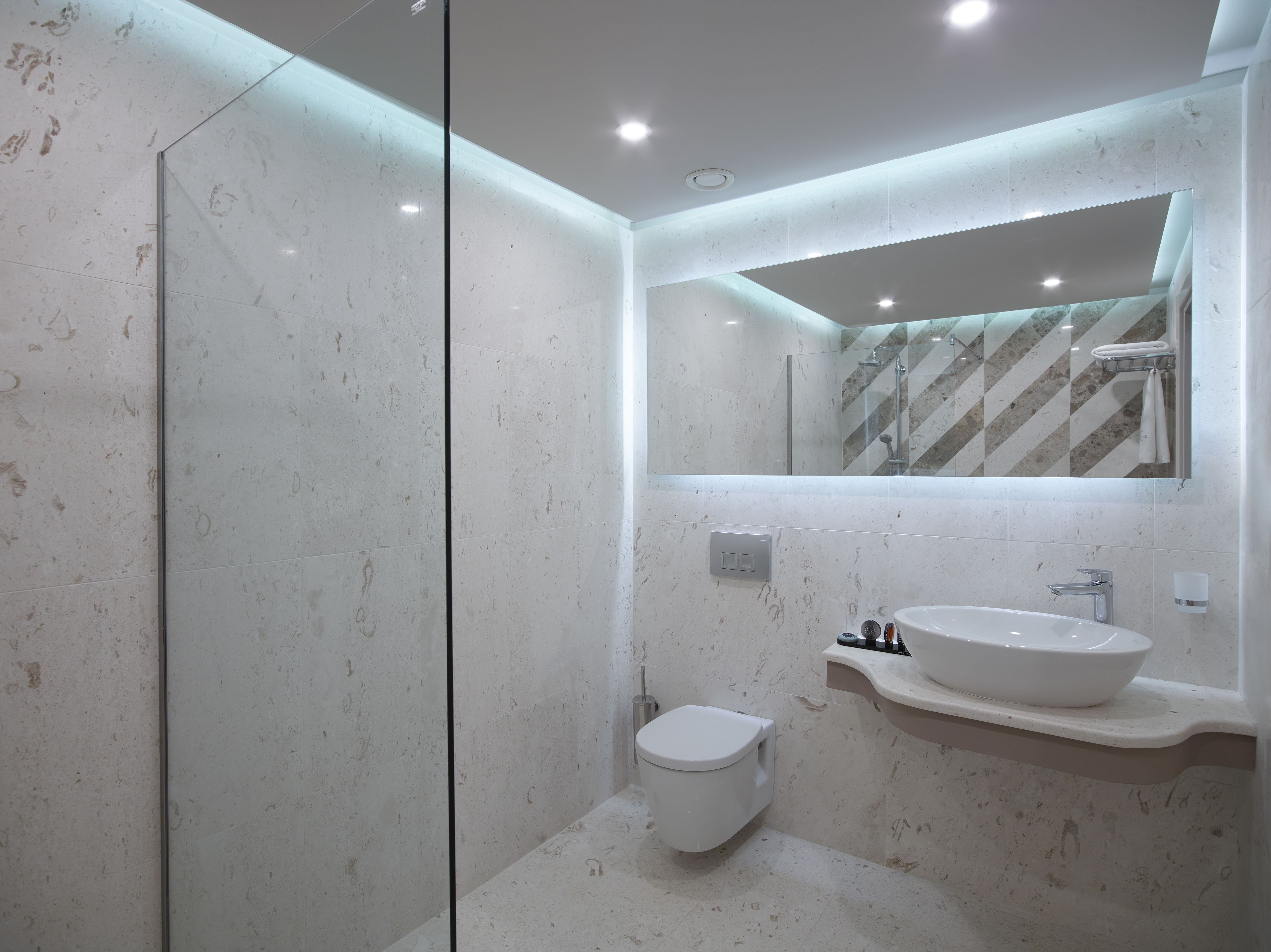 deep-soaking bathtub, free toiletries, hair dryer, bathrobes