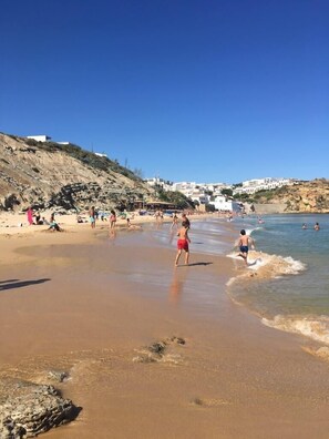Beach nearby, sun loungers