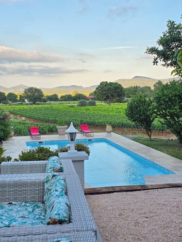 villa avec piscine sans vis à vis en plein vignoble sur 2 hectares de terrain