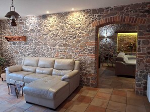 Télévision, cheminée, baby-foot, table de tennis de table