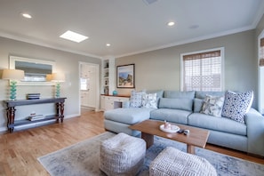 Smart TV, fireplace, video games, DVD player