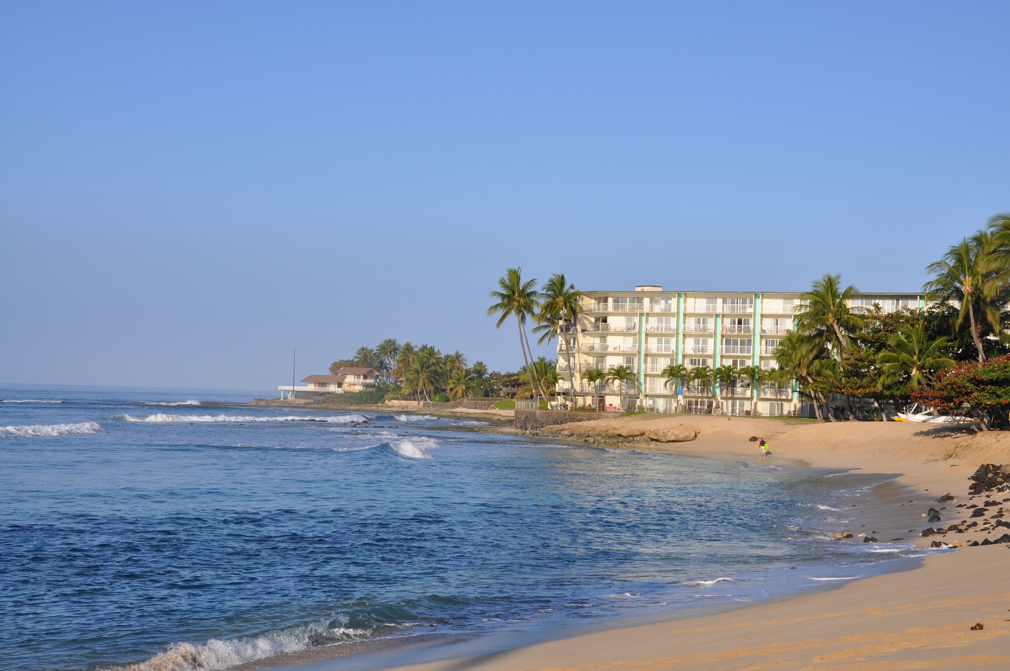 On the beach, sun loungers, beach towels