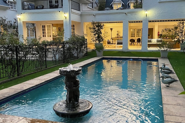 Indoor pool, outdoor pool, sun loungers