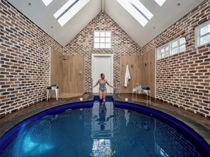 Indoor pool, outdoor pool, pool loungers