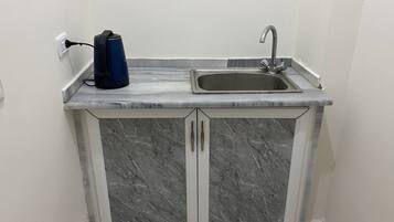 Fridge, electric kettle