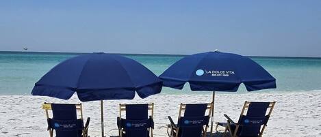 Beach nearby, sun-loungers