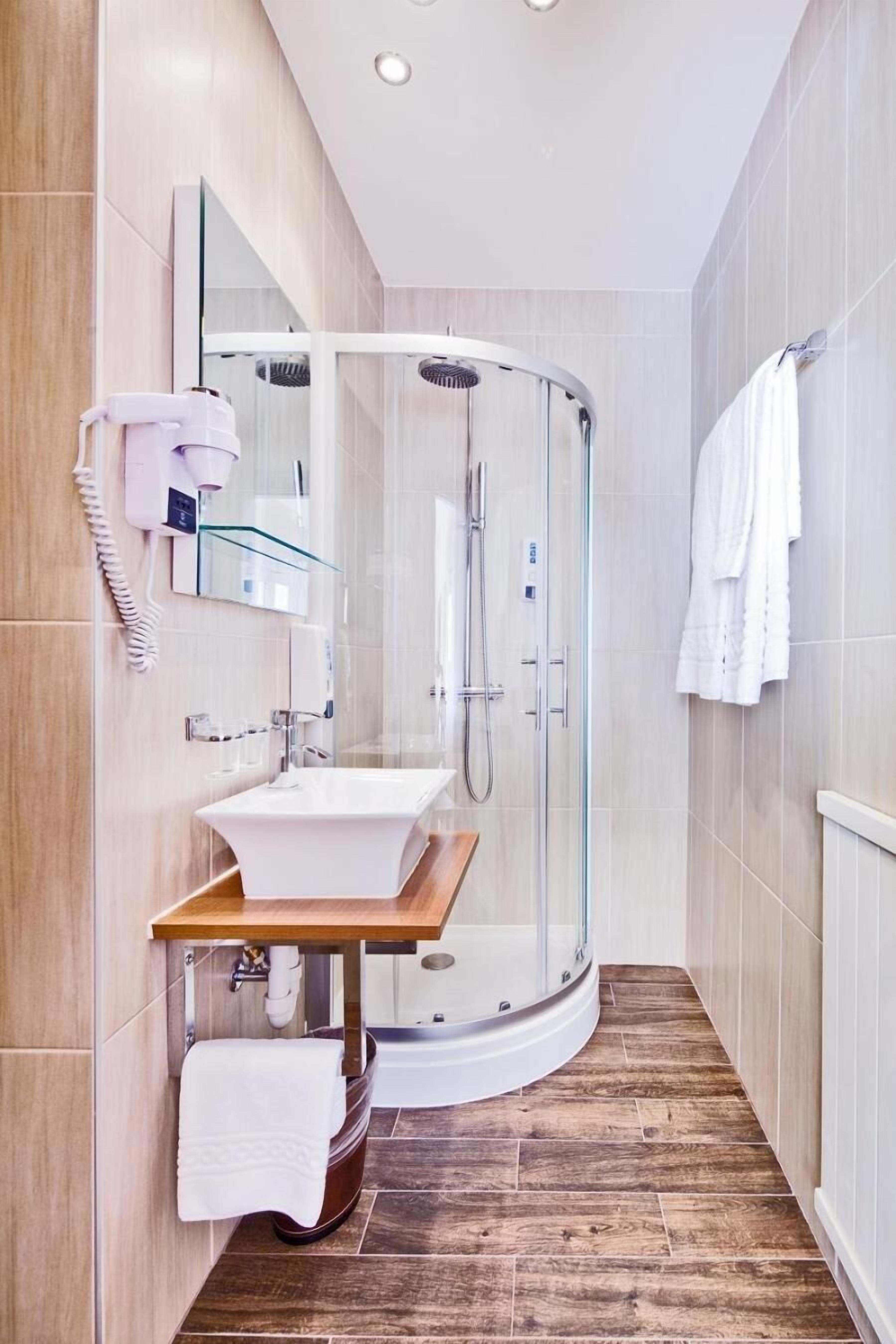 free toiletries, hair dryer, towels