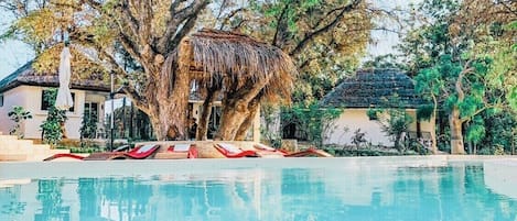 2 piscine all'aperto, ombrelloni da piscina, lettini