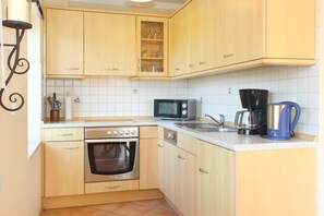 Fridge, dishwasher, coffee/tea maker, electric kettle