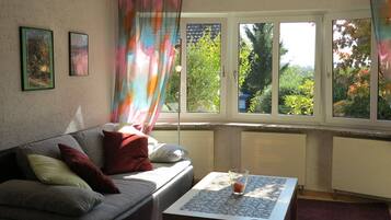 TV, DVD player, books, stereo