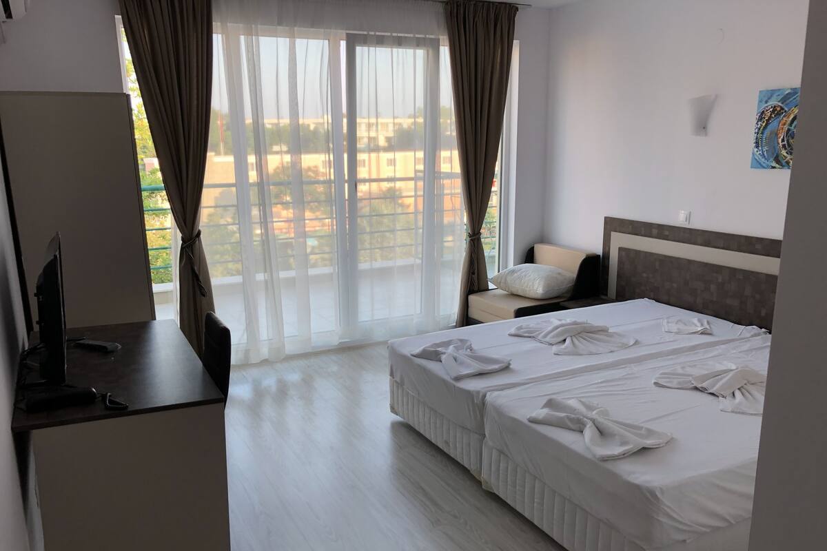 Premium bedding, minibar, desk, laptop workspace