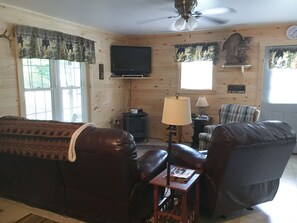 Smart TV, DVD player, books, video library