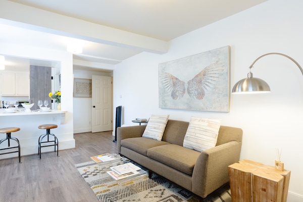 Cozy furniture and great floor plan for entertaining.