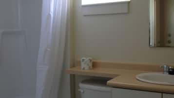 Serviettes fournies, savon, shampooing, papier de toilette