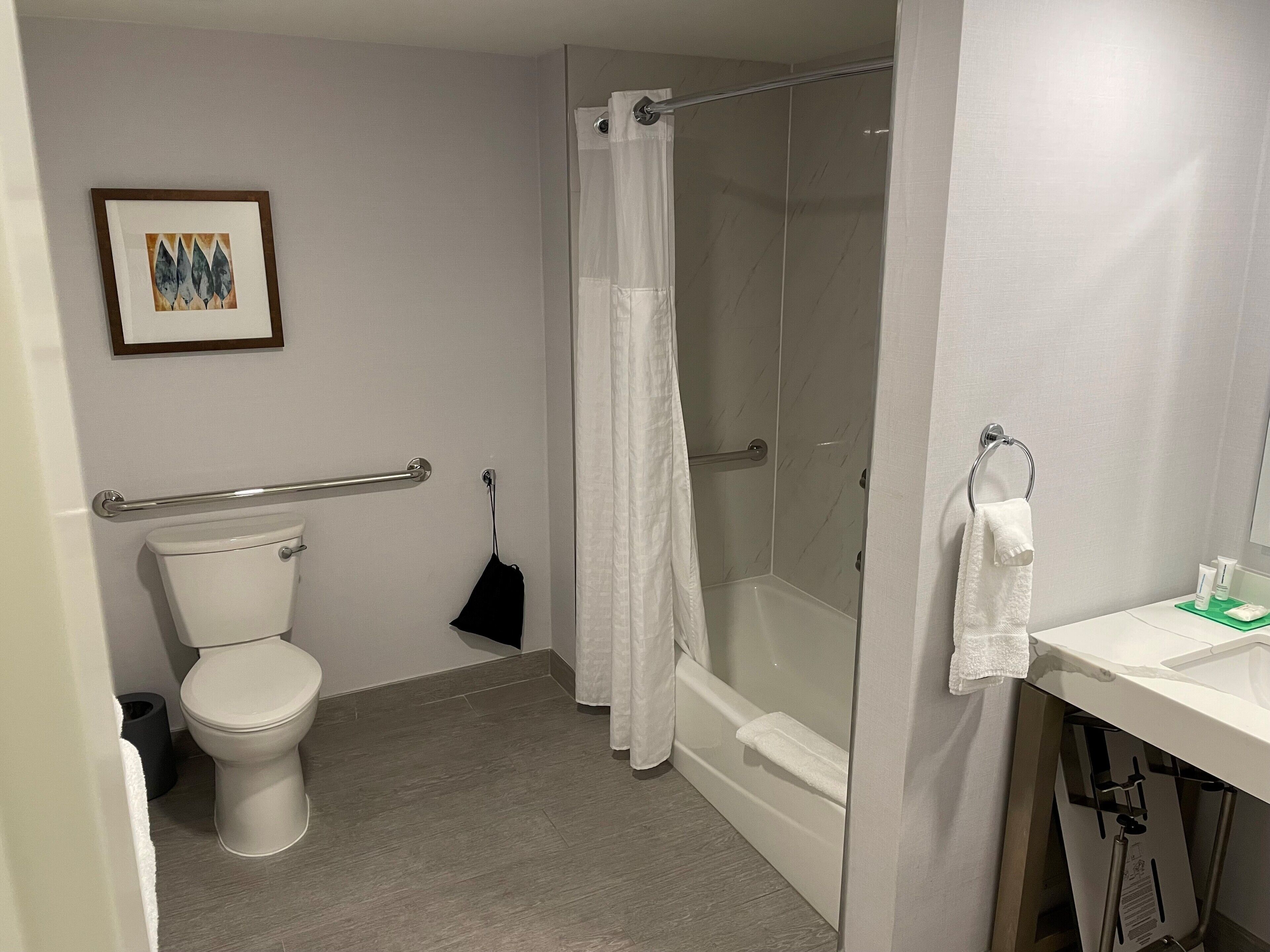 Room, 2 Queen Beds, Accessible, Bathtub | Bathroom | Designer toiletries, hair dryer, bathrobes, towels
