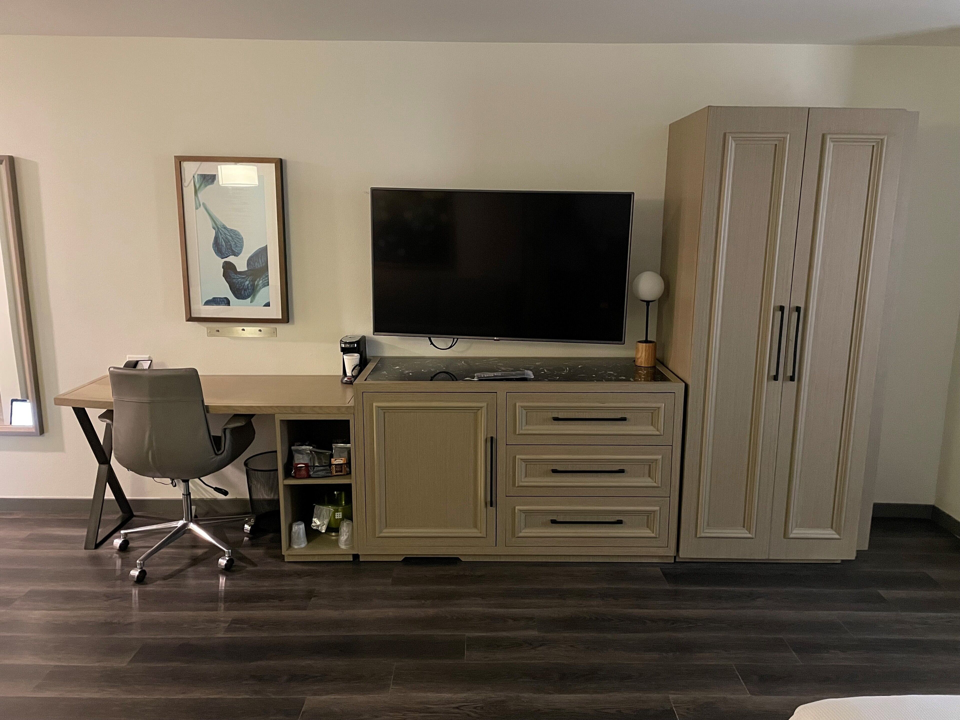 room, 1 king bed, accessible, bathtub | television