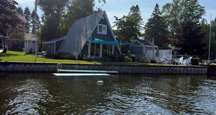 Riverfront A-Frame w/ Dock, Kayaks, Putt-Putt & Shuffleboard