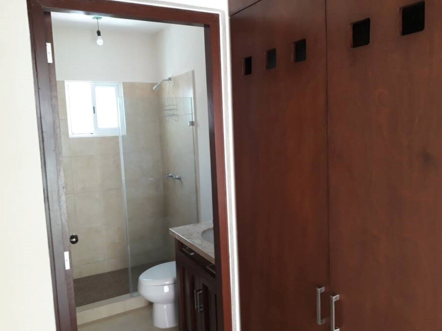 Shower, towels, toilet paper