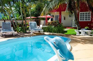 Outdoor pool, sun loungers